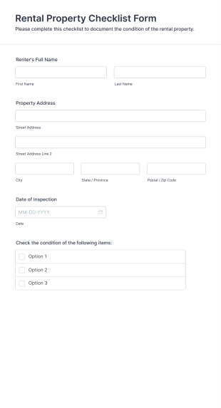 Rental Property Checklist Form Template