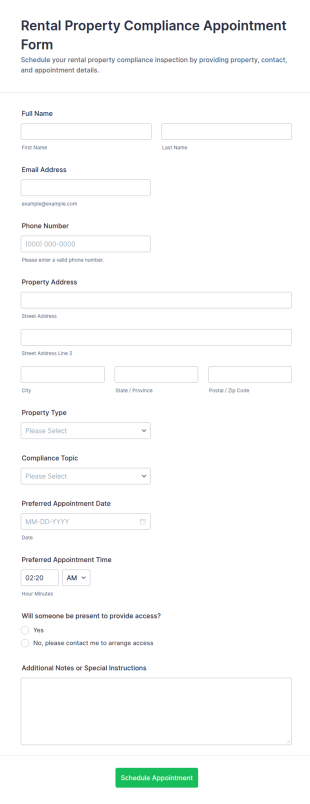 Rental Property Compliance Appointment Form Template
