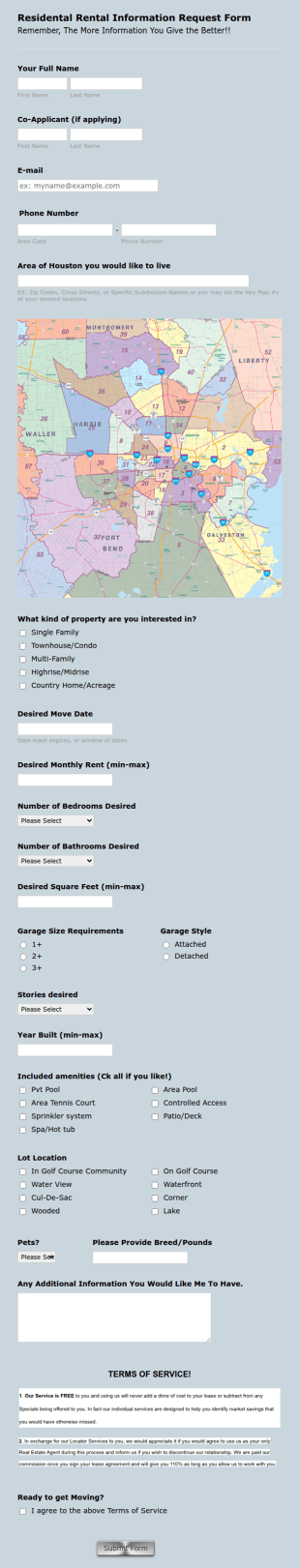 Rental Property Inquiry Form Template