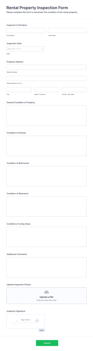 Rental Property Inspection Form Template