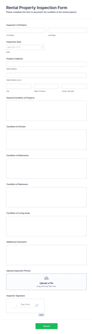 Rental Property Inspection Form Template