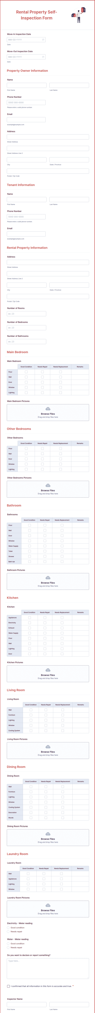 Rental Property Self Inspection Form Template