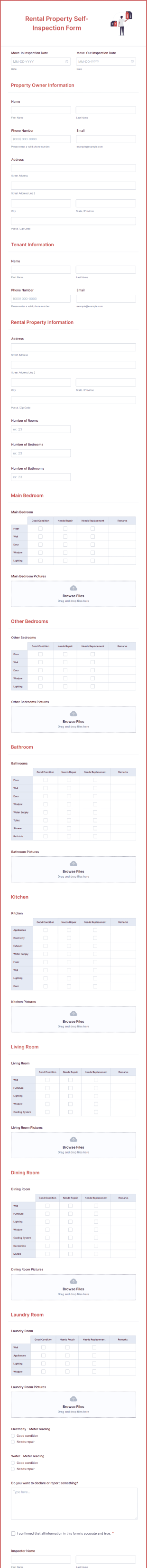 Rental Property Self Inspection Form Template