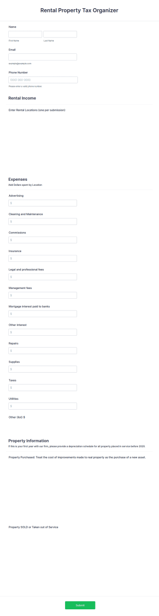 Rental Property Tax Organizer Form Template