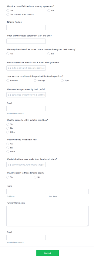 Rental Reference Request Form Template
