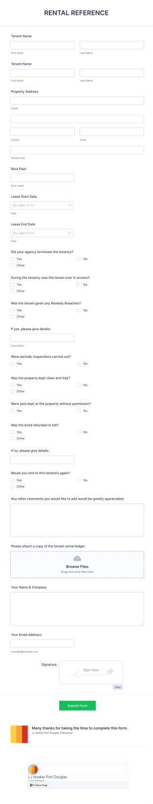 Residential Tenancy Reference Request Form Template