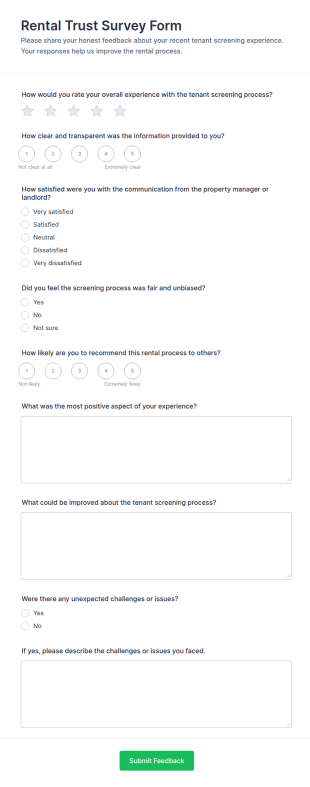 Rental Trust Survey Form Template