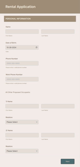 Renter Application Form Template