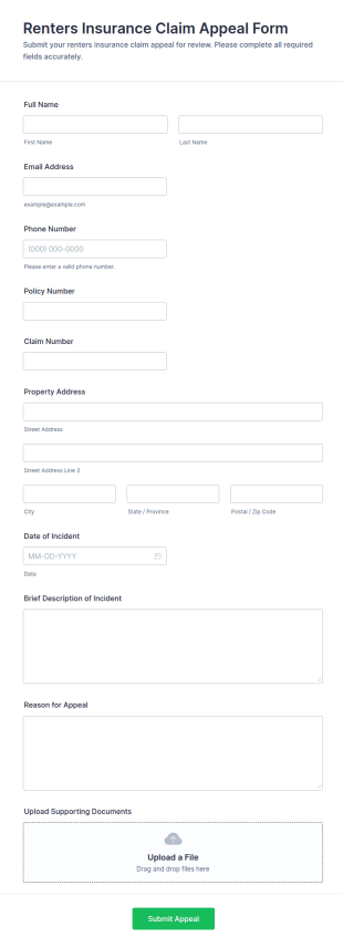 Renters Insurance Claim Appeal Form Template