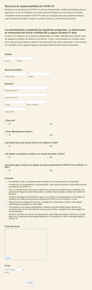Renuncia De Responsabilidad De COVID 19
