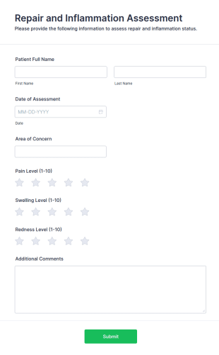 Repair And Inflammation Assessment Form Template