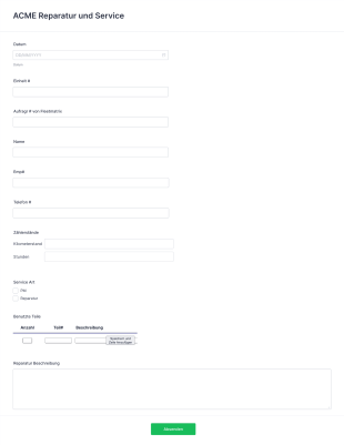 Reparaturauftrag Form Template