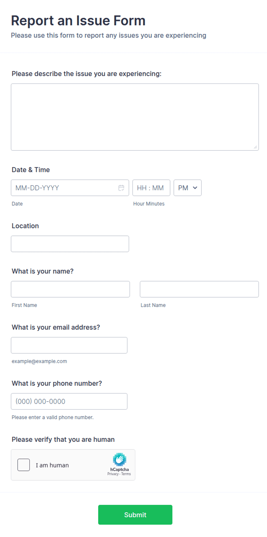 Report an Issue Form Template | Jotform