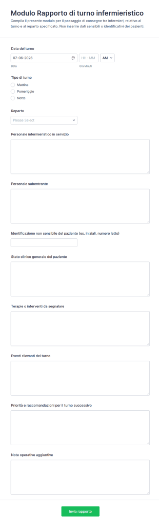 Report Di Turno Infermieristico
