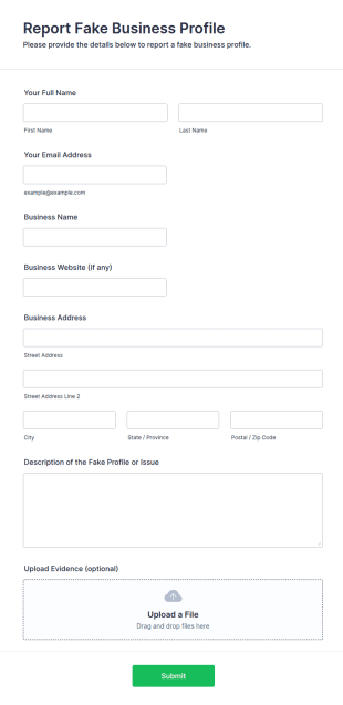 Report Fake Business Profile Form Template