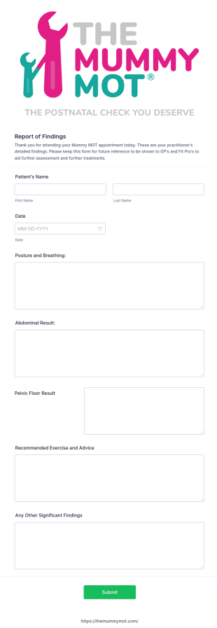 Postnatal Assessment Form Template