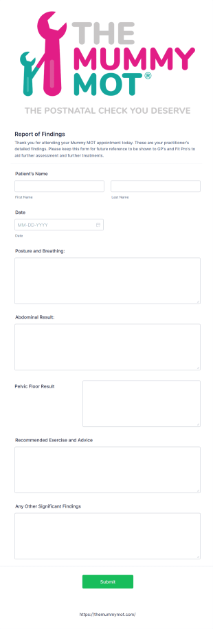Postnatal Assessment Form Template