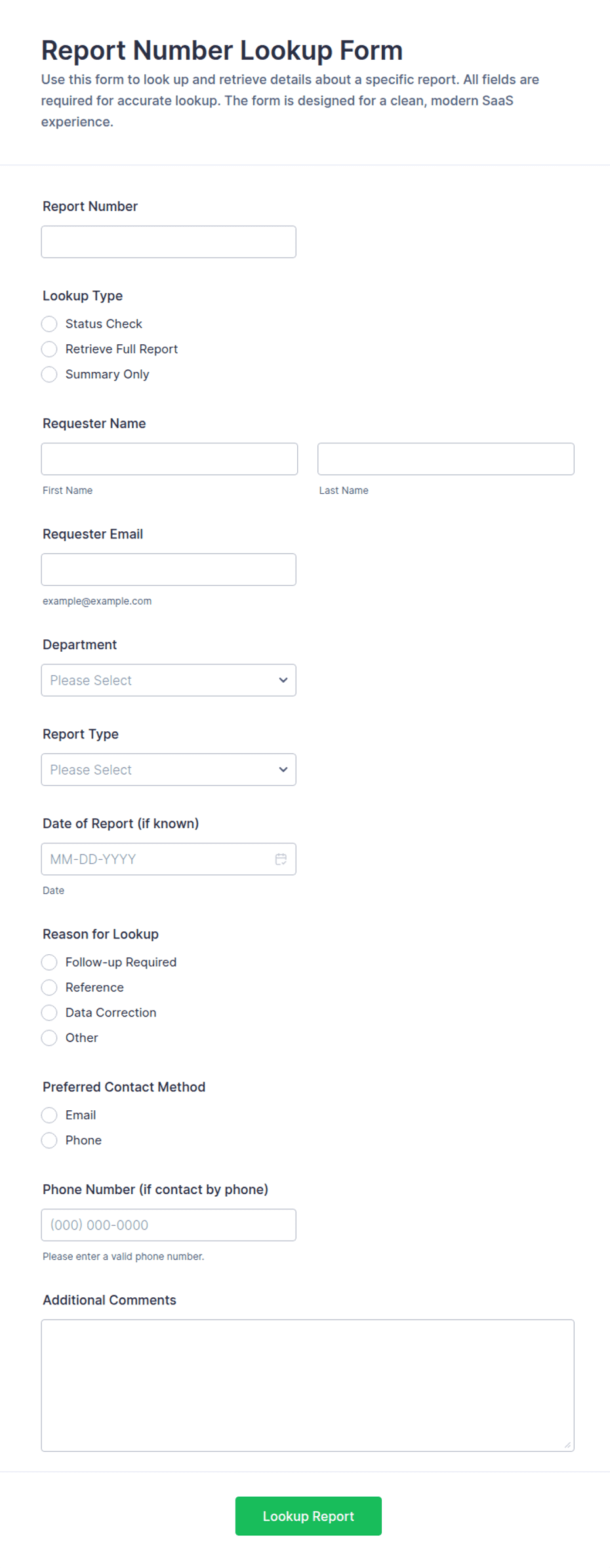 Report Number Lookup Form Template | Jotform