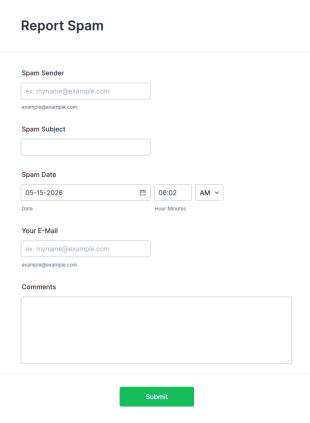 Report Spam Form Template