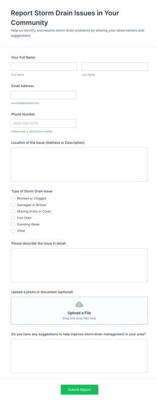 Report Storm Drain Issues In Your Community Form Template