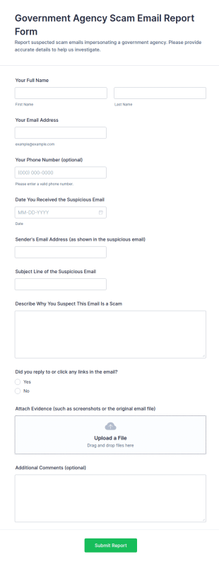Report Suspicious Email Form Template
