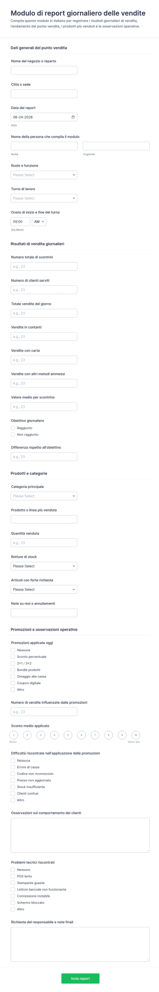 Report Vendite Giornaliero