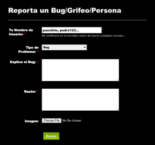 Reporta Un Bug Grifeo Persona Form Template