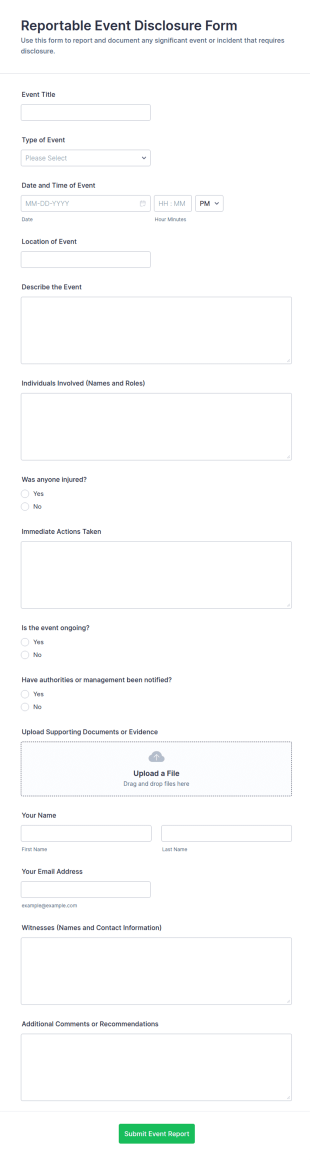 Reportable Event Disclosure Form Template