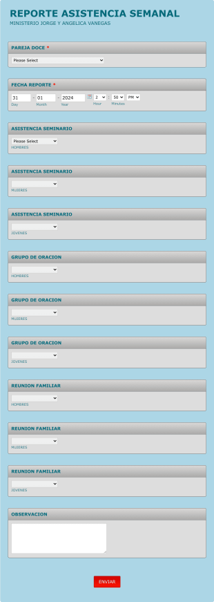 Reporte Asistencia Semanal Form Template