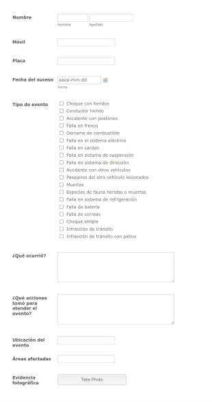 Reporte De Accidentes E Incidentes De Tránsito Form Template