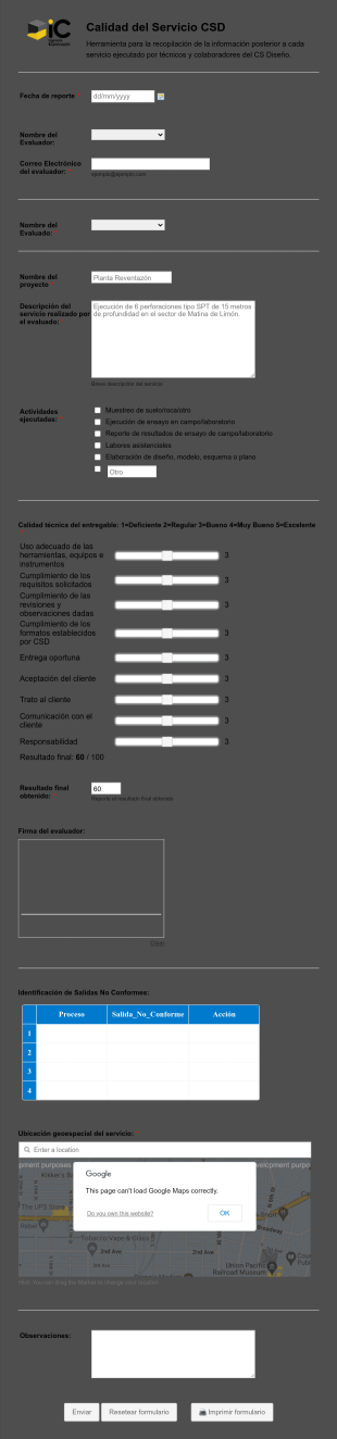 Reporte De Calidad De Servicio Técnico Form Template