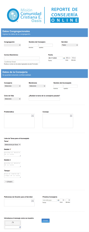 Reporte De Consejería Online Oasis Form Template