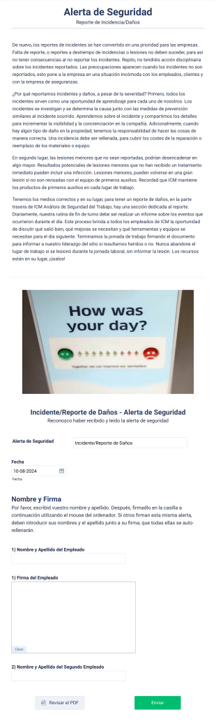 Reporte De Incidentes De Seguridad Form Template