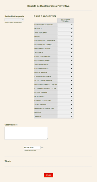 Reporte De Mantenimiento Preventivo De Habitaciones De Hotel