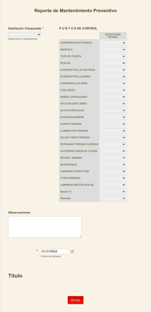 Reporte De Mantenimiento Preventivo De Habitaciones De Hotel Form Template