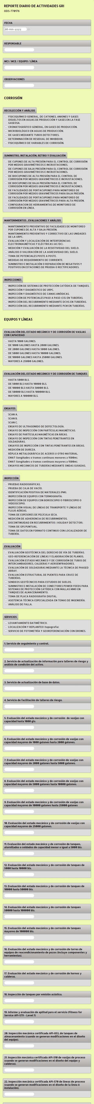 Reporte Diario De Actividades Gri