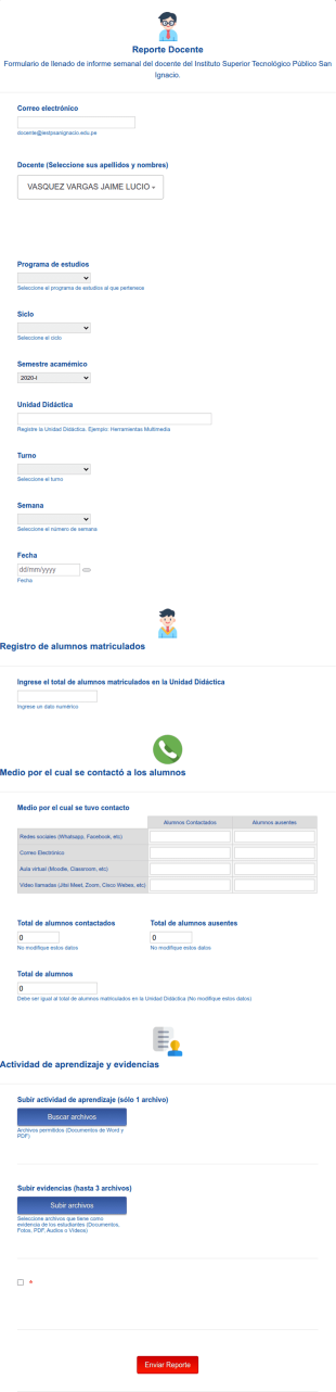 Reporte Docente IESTP San Ignacio