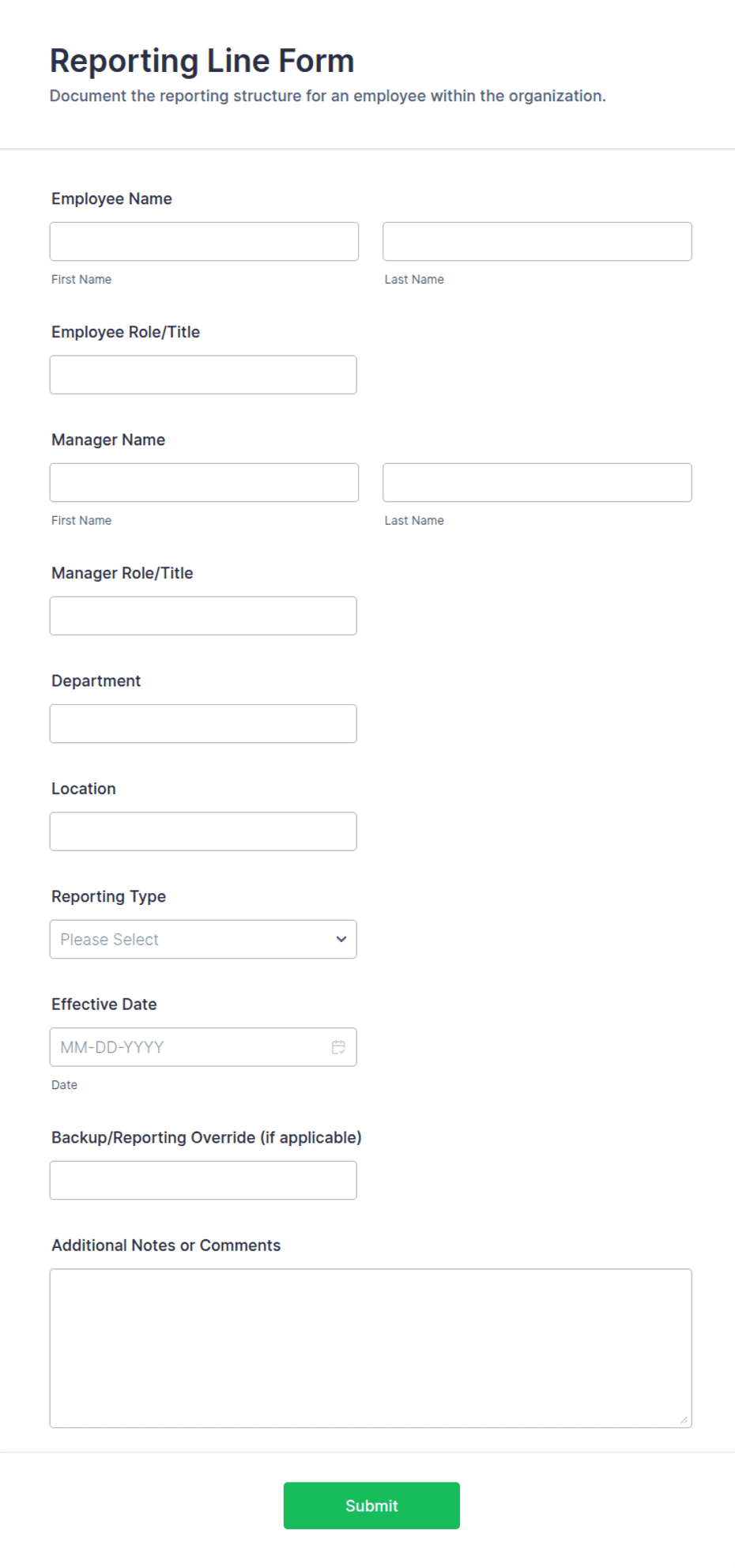 Reporting Line Form Template | Jotform