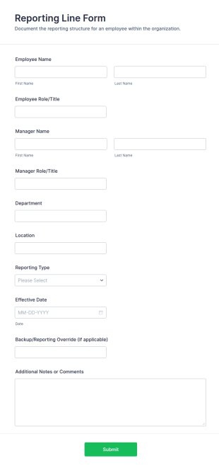 Reporting Line Form Template
