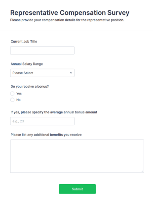 Representative Compensation Survey Form Template