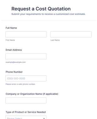 Request A Cost Quotation Form Template