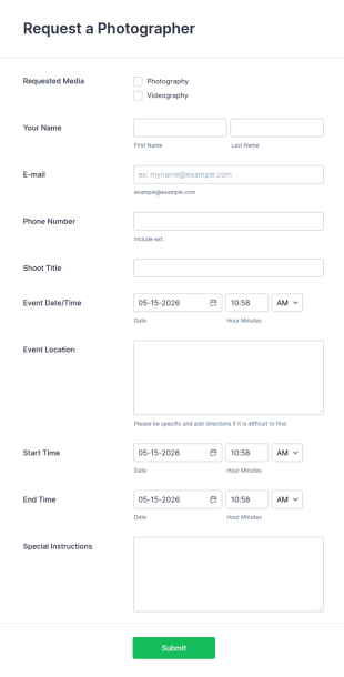 Request A Photoshoot Form Template