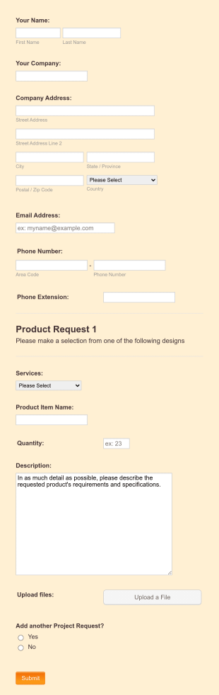 Request A Quote 4 Form Template
