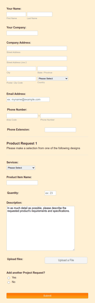Request A Quote 4 Form Template