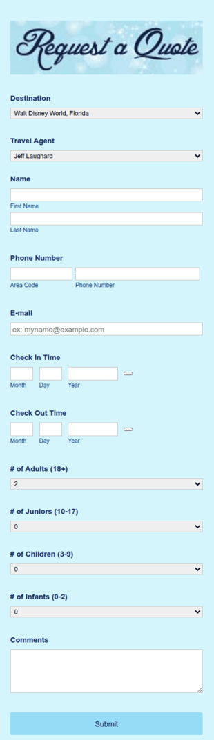 Request A Quote Form Template
