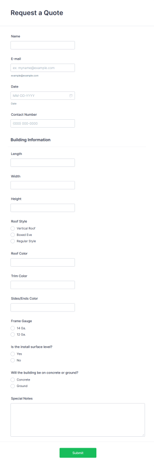Amplify Buildings Quote Request Form Template