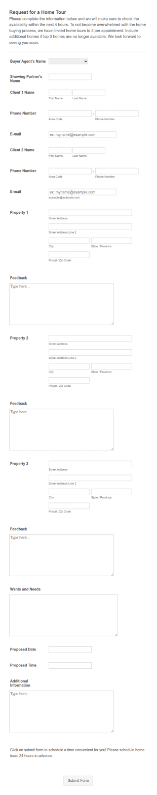 Request A Showing Form Template