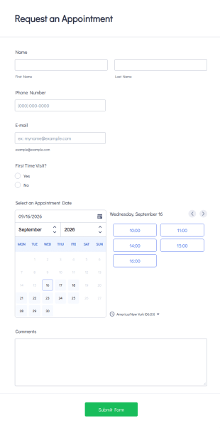 Request An Appointment Form Template