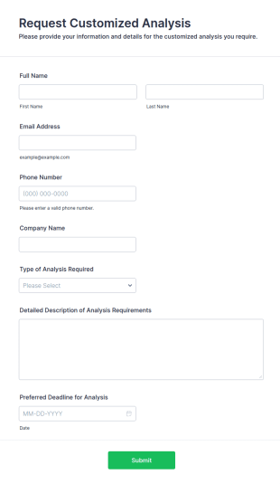 Request Customized Analysis Form Template