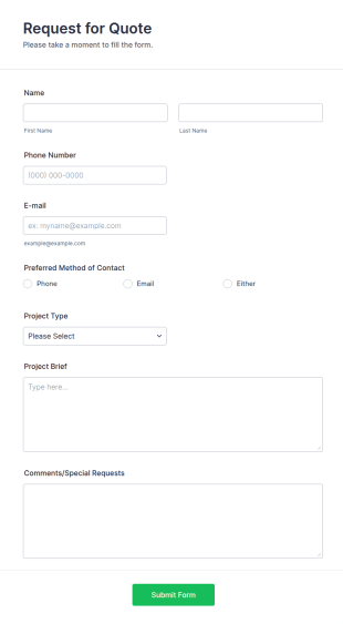 Request For Quote Form Template